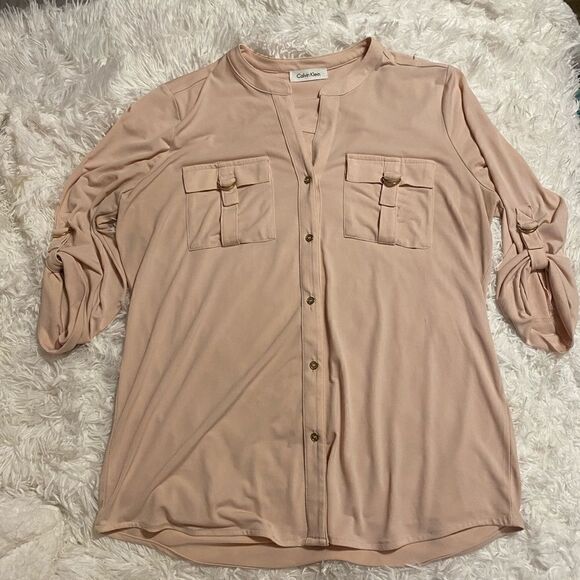 Calvin Klein Blush Pink Slinky Blouse - Picture 1 of 4